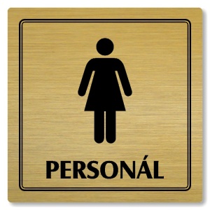 WC ženy personál, 100x100mm, zlatá, Utah